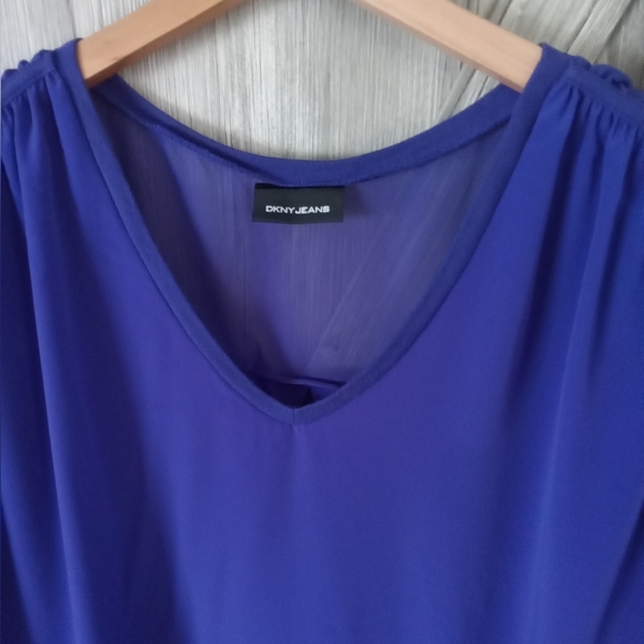 DKNY Purple Ruched Sleeveless Top L - Picture 3 of 5